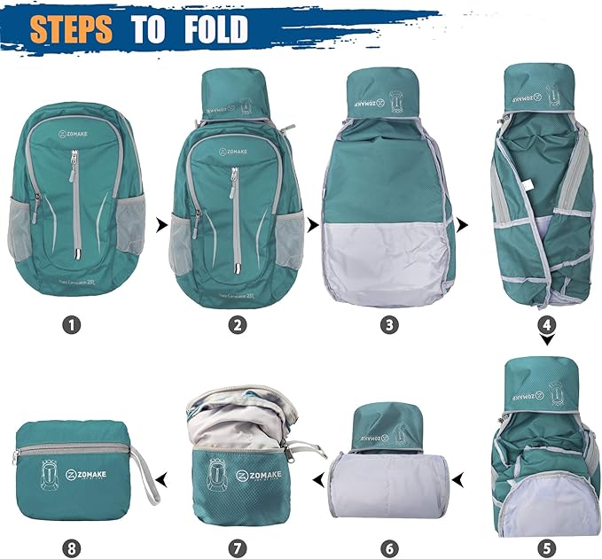 ZOMAKE Ultra Lightweight Packable Backpack 25L, Foldable Hiking Backpacks Water - Image 6