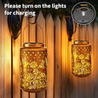 Brizled Hummingbird Solar Lantern Lights, 2 Pack LED Hollow Out Hanging Lantern - Image 6