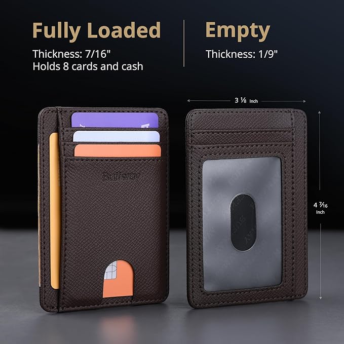 Buffway Slim Minimalist Front Pocket RFID Blocking Leather Wallets - Image 5