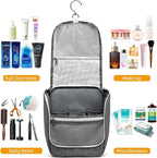 Della Gao Travel Hanging Toiletry bag for Men & Women, Water-resistant Sturdy Nylon Toiletries Organizer for Cosmetics, Makeup Brushes, Shaving Tools, Bathroom Bag, Grey