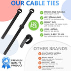 120 x Reusable Cable Ties Black, Adjustable Releasable Hook and Loop Cable - Image 3