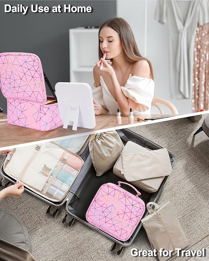 Chomeiu Makeup Bag with LED Mirror, Cute Cosmetic Bags Birthday Gifts - Image 7