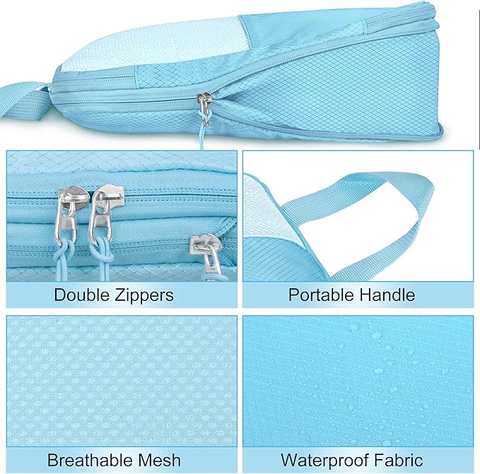 8 Set Compression Packing Cubes Travel, Lightweight Expandable Travel Cubes - Image 5