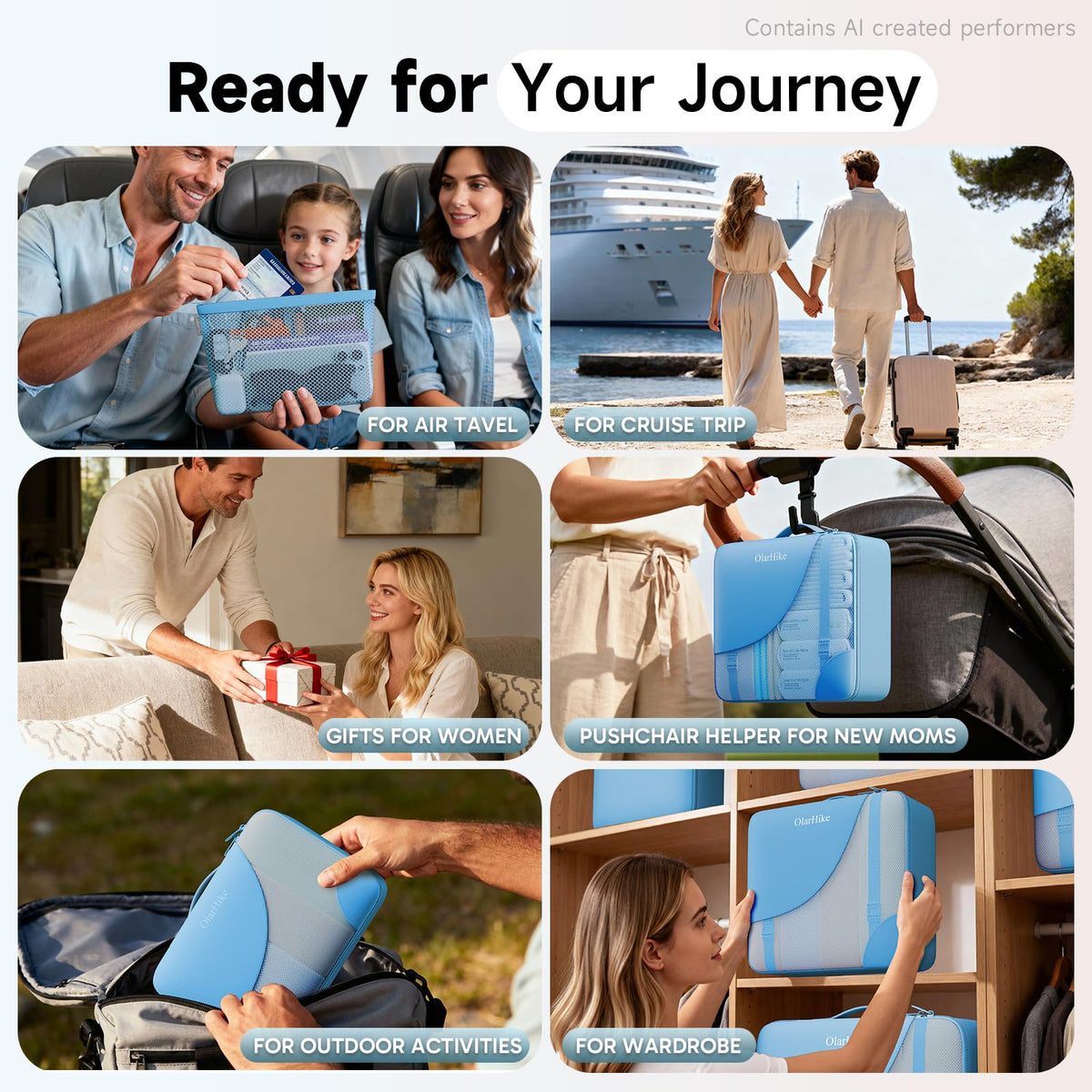 Packing Cubes for Travel (20 Azure Blue)