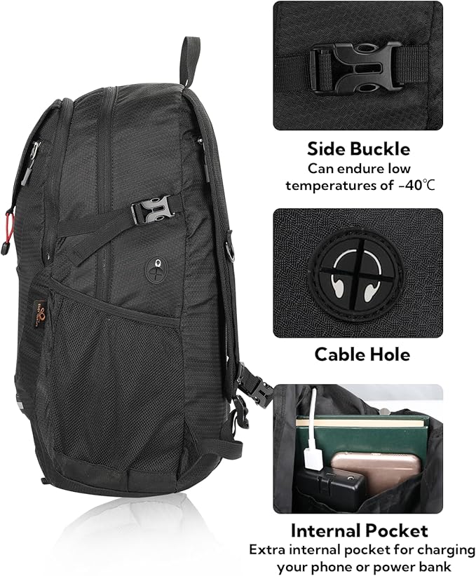 WATERFLY Lightweight Packable Hiking Backpack: 30L Foldable Travel Daypack - Image 4