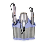 Polder Style Station, Hair Tool Organizer for Hair Dryer, Curling Iron, Hair Straightener, Easy-to-Store Hair Styling Station, Periwinkle and Silver