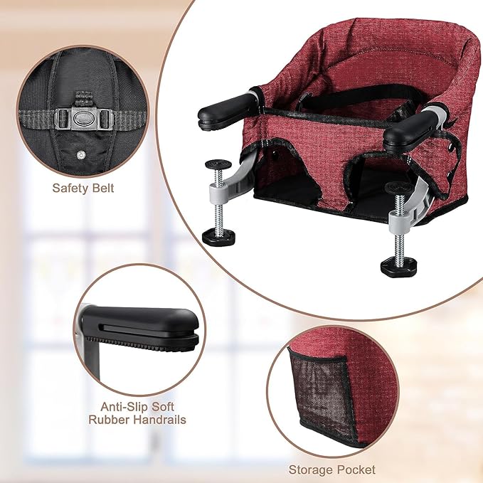 Hook On Chair, Clip on High Chair, Fold-Flat Storage Portable Baby Feeding Seat - Image 4