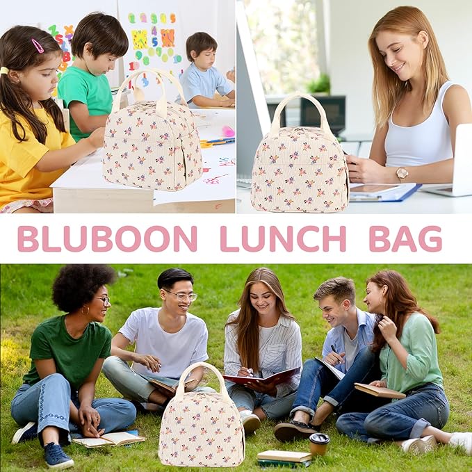 Bluboon Lunch Box for Women men Insulated Cute Corduroy Lunch bag, Reusable - Image 4