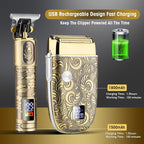 RESUXI Hair Clippers for Men & Electric Razor Shavers Set,Cordless Hair/Beard Trimmers Grooming Kit,Hair Liners Clippers for Hair Cutting Barbers Supplies,LCD Display 2 Foil Head