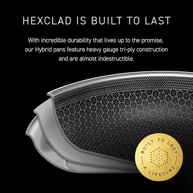 HexClad Hybrid Nonstick 10-Inch Frying Pan, Stay-Cool Handle, - Image 5