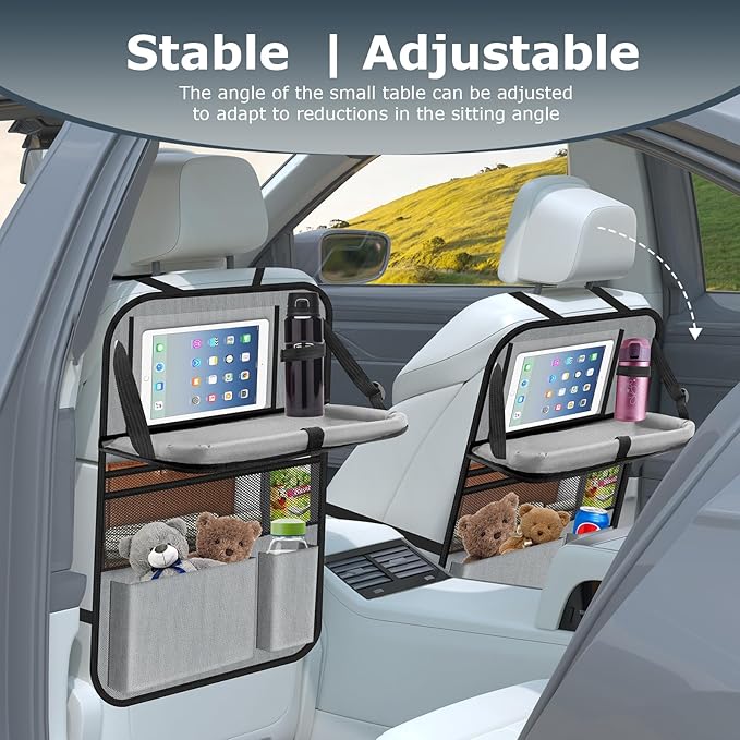 Car Backseat Organizer with table Tray, 9 Storage Pockets Backseat Car - Image 7