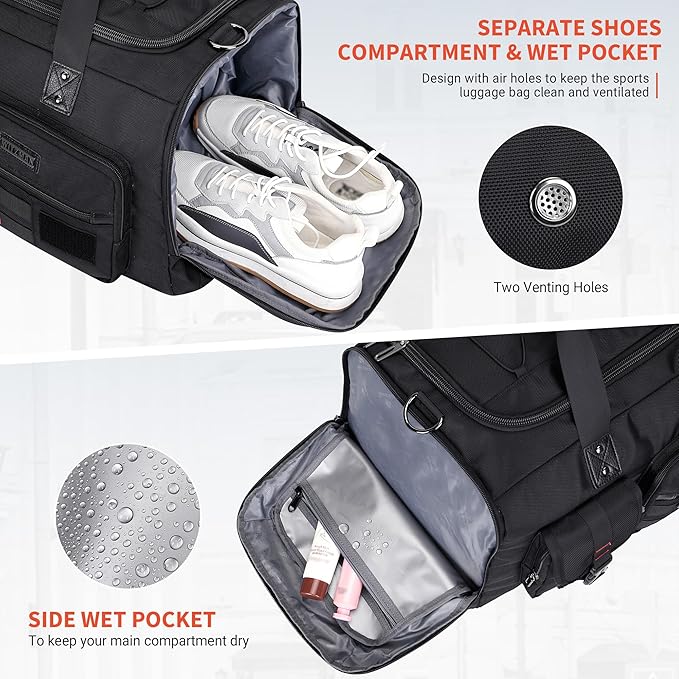 WITZMAN Travel Duffel Bags for Men Large Carry On Weekender Overnight Bag 3 in - Image 4