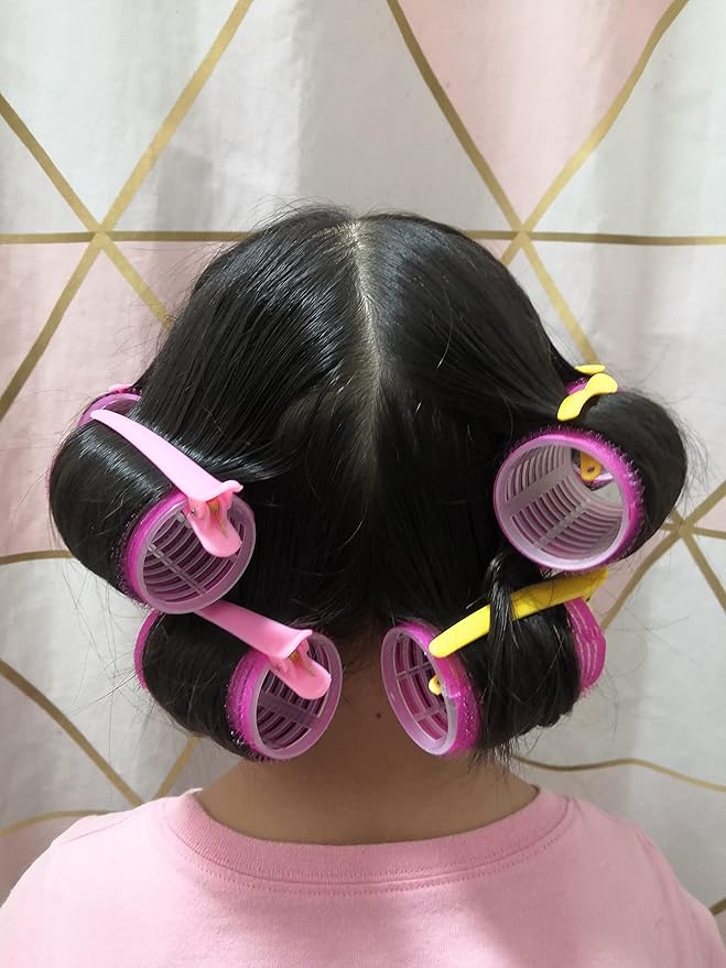 Kamay's Hair Rollers Curlers Rollers With 12 Duckbill Sectioning Clips 1 Comb Used for Hair Styling Self Grip Rollers(12PCS 48mm 1-1/2")