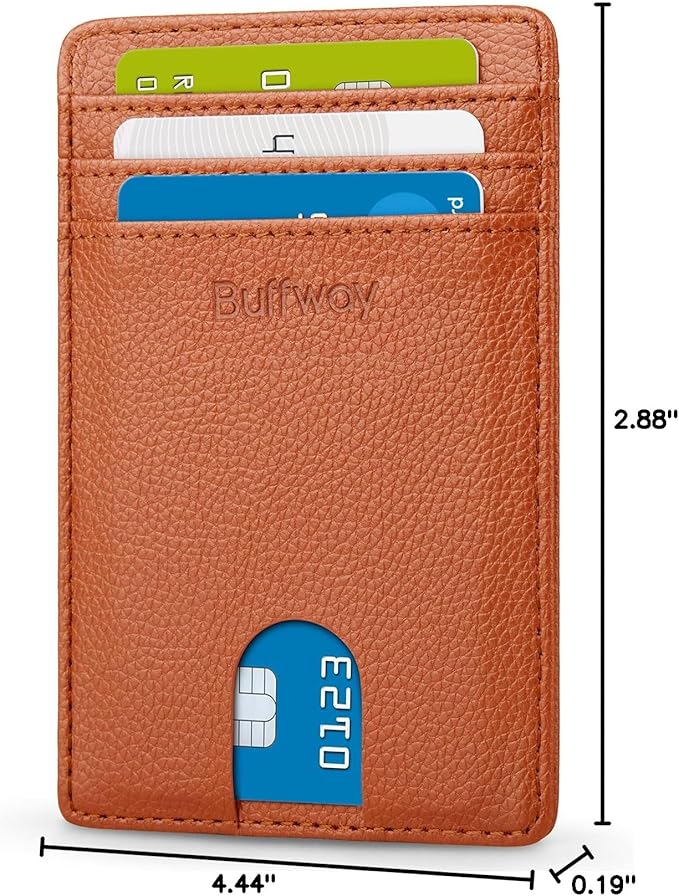 Buffway Mens Slim Wallet, Minimalist Thin Front Pocket Leather Credit Card - Image 8