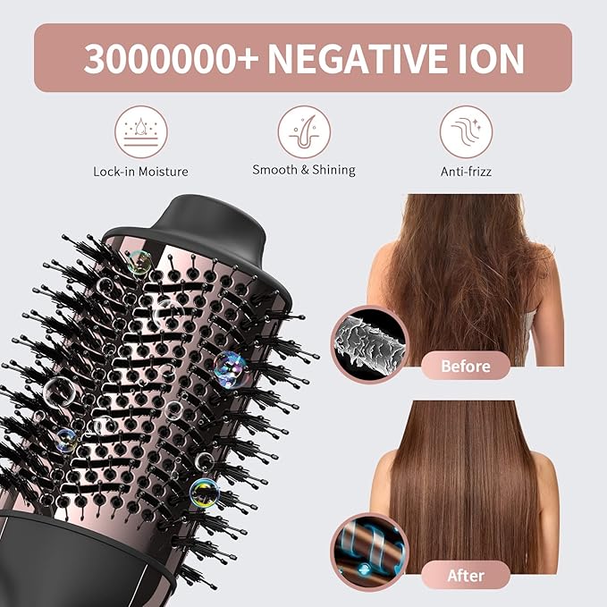 Hair Dryer Brush Blow Dryer Brush in One, Upgraded 4 in 1 Hair Dryer and Styler Volumizer with Negative Ion Anti-frizz Ceramic Titanium Barrel Hot Air Hair Straightener Brush