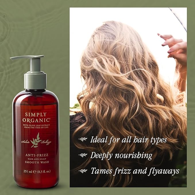 SIMPLY ORGANIC Frizz Control Hair Shampoo Scalp Wash Made in Italy, All Natural - Image 4