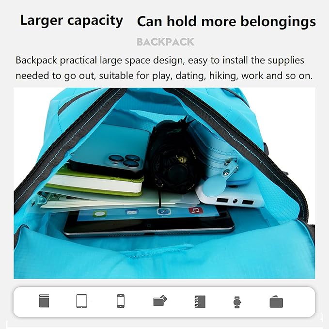16L Hiking Daypack Lightweight Foldable Travel Backpack Water Repellent Camping - Image 5