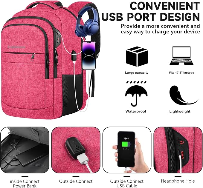 Lapsouno Travel Laptop Backpack, 15.6 Inch Travel Laptop Backpack, Water - Image 5
