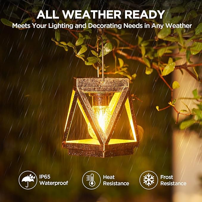 KOOPER Solar Lanterns Outdoor Waterproof, 4 Pack Upgraded Metal Hanging Solar - Image 2