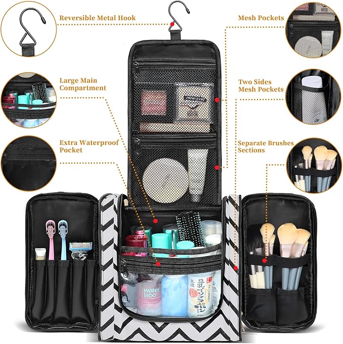 Hanging Travel Toiletry Bag, Large Capacity Cosmetic Travel Toiletry Organizer - Image 2