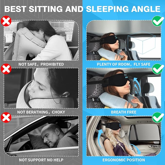 Joythink Sleep Headphones Headband Sleep Mask Eye Mask 3D Deep Bluetooth - Image 3