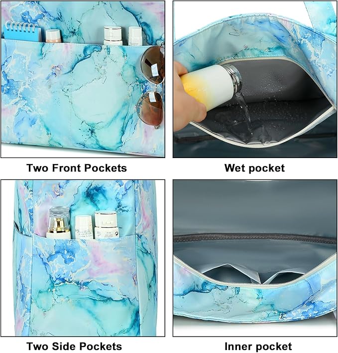 LEDAOU Beach Bag Waterproof Sandproof Women Tote Bag Pool Bag - Image 5