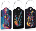 Electric Guitar Neon 3 PCS PU Leather Luggage Tags by Losthll