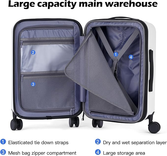 BISON DENIM 20 Inch Carry On Luggage, PC Lightweight Hardside Expandable - Image 5