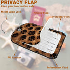 Brown Black Animal Print Paw Prints Leather Luggage Tag - Image 3