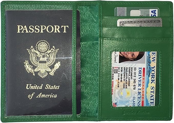 Personalized Monogrammed Emerald Green Leather RFID Passport Wallet - Image 5