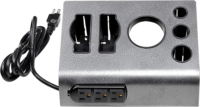 BYOOTIQUE 6-Hole Tabletop Blow Dryer & Hair Iron Holder Salon Appliance Stand with 3 Outlets Hair Tool Organizer Hot Tools Organizer for Stylist Straightener Bathroom Supplies