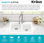 KRAUS Forteza 33-inch Granite Drop In/Undermount 60/40 Double Bowl White - Image 3