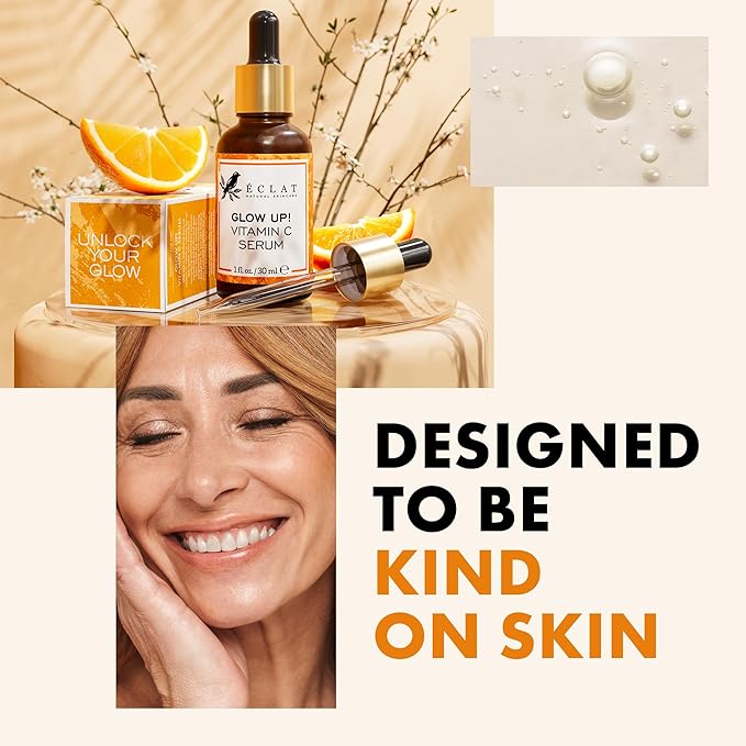 Eclat Skincare Vitamin C Serum - Skin Care for Dark Spots, Vitamin C Serum for Face with Hyaluronic Acid, Ferulic Acid, & Vit E - Anti Aging and Skin Brightening Vit C Formula for Face Care 1 Fl Oz