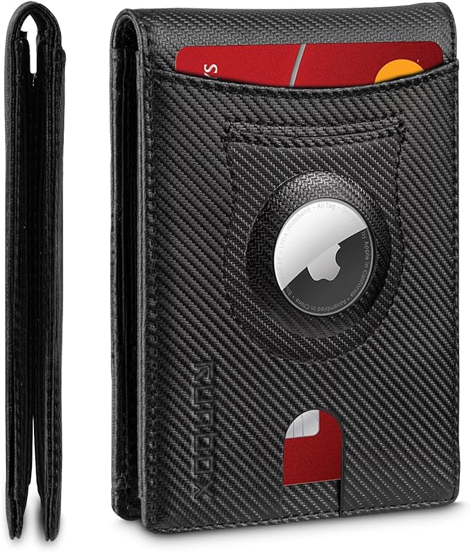RUNBOX AirTag-Wallet-Mens-Slim-RFID Blocking Wallets Leather by RUNBOX