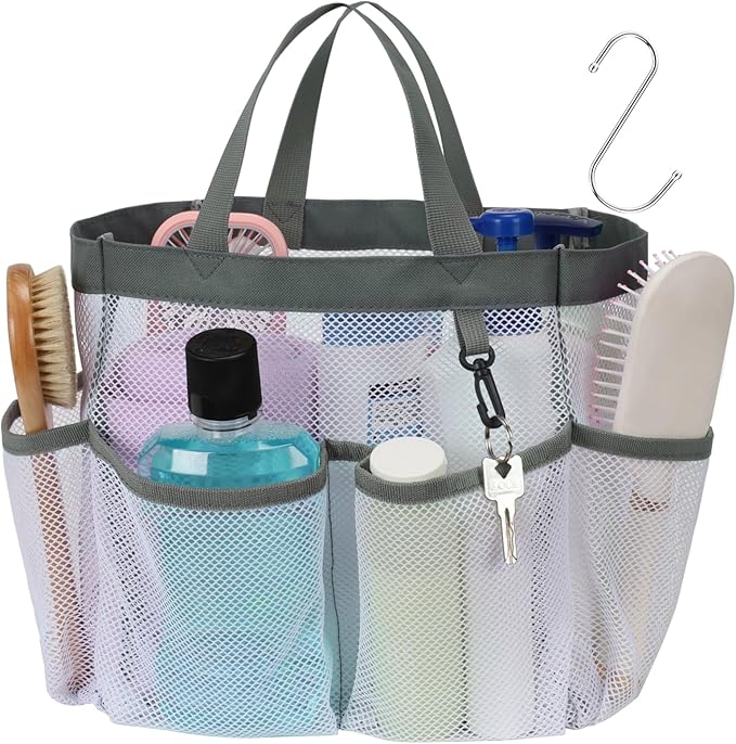 F-color Mesh Shower Caddy Portable, Upgrade Deeper 7 Pockets Shower Bag Basket by F-color