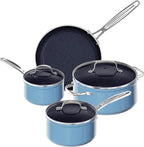 Nuwave 7pc Cookware Set Healthy Duralon Blue Ceramic Nonstick Coated, Diamond by NuWave