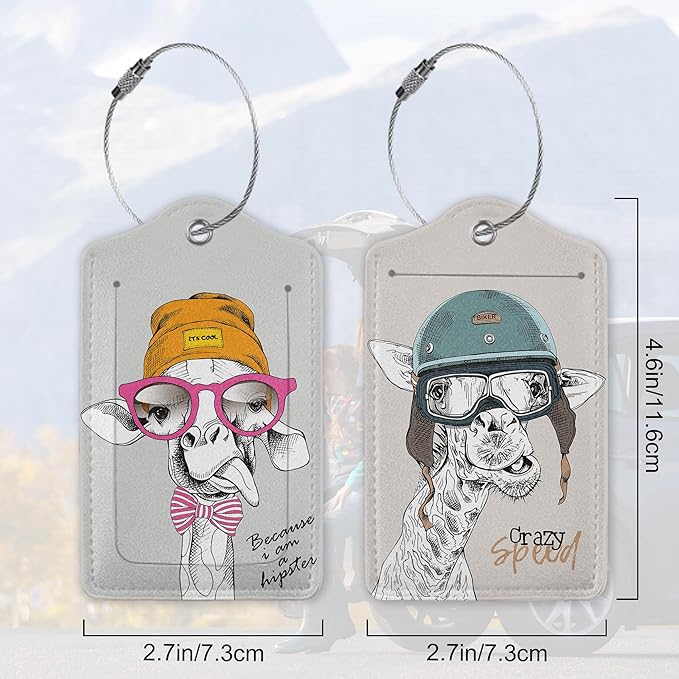 Funny Giraffe 2 Pack Luggage Tag - Image 2