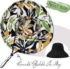 vidsel Womens Sun Hats Wide Brim Reversible Bucket Cotton Hat Packable Summer - Image 2