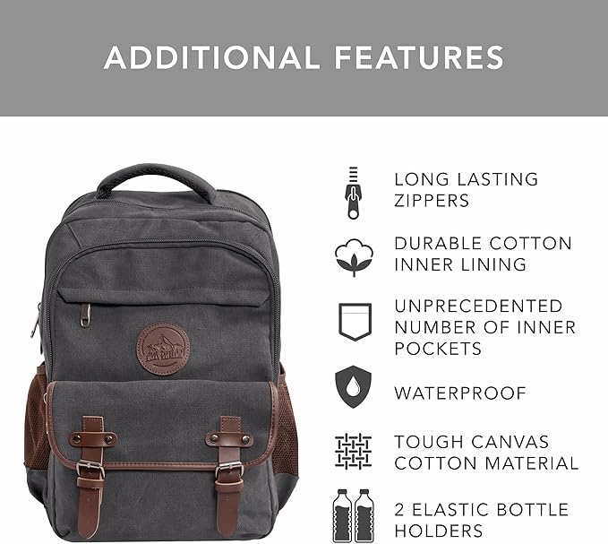 Ama Dablam Premium Original Canvas Backpack/ 17”Laptop/XL-30L/ Many Pockets | - Image 2