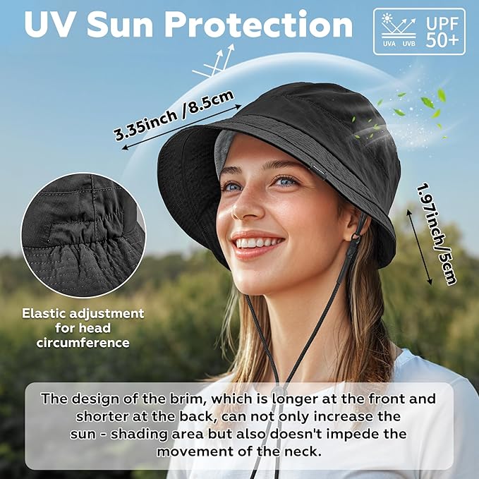 Sukeen Lightweight Bucket Hat for Women Quick-Dry Hiking Hat Packable Foldable - Image 5