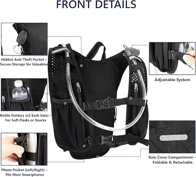 Zavothy Hydration Running Vest for Men & Women – Lightweight 1.5L Hydration Pack - Image 3