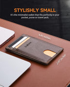 Buffway Mens Slim Wallet, Minimalist Thin Front Pocket Leather Credit Card - Image 6