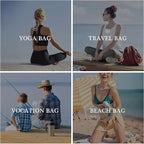 YOOLIFE Initial Canvas Waterproof Beach Tote Bag Zipper Personalized Gifts - Image 5