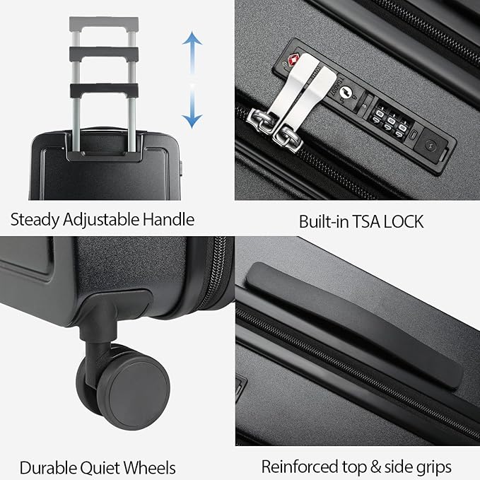 KROSER Carry On Luggage with Spinner Wheels & Built-in TSA Lock, Expandable Top - Image 4