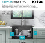 KRAUS Bellucci 18-inch Granite Workstation Drop In Top Mount Single Bowl - Image 6