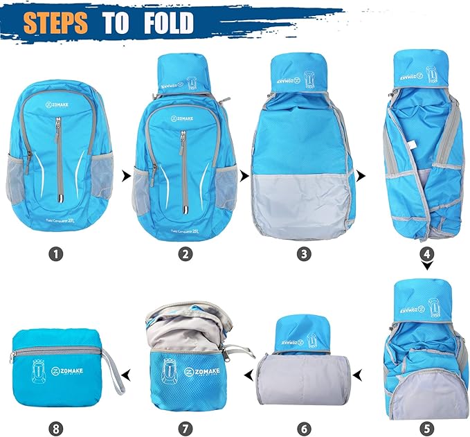 ZOMAKE Ultra Lightweight Packable Backpack 25L, Foldable Hiking Backpacks Water - Image 6