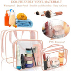 APREUTY Clear Makeup Bags, TSA Approved 6 Pcs Cosmetic Makeup Bags Set Clear PVC - Image 3