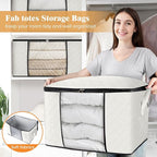 Fab totes 24 Gallons Clothes Storage, Foldable Thick Fabric Blanket Storage Bags - Image 5