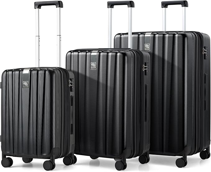 Hanke Expandable Hardshell Luggage Sets 3 piece Carry on Luggage by Hanke
