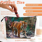 Cosmetic Bags Travel Makeup Toilet Case Waterproof Pouch for Women Girls 6.7X9.45inches - Artistic Tiger Walking Through A Splash - Filled Jungle